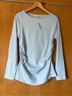 Madewell Pale Blue Long Sleeve Side-Ruched Top